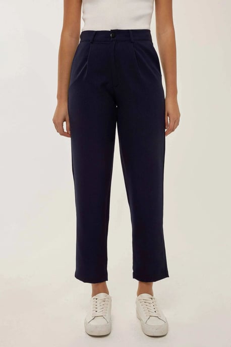 High Waist Pleated Pipe Leg Pants - Image 2