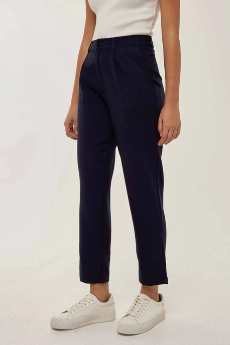High Waist Pleated Pipe Leg Pants - Image 3