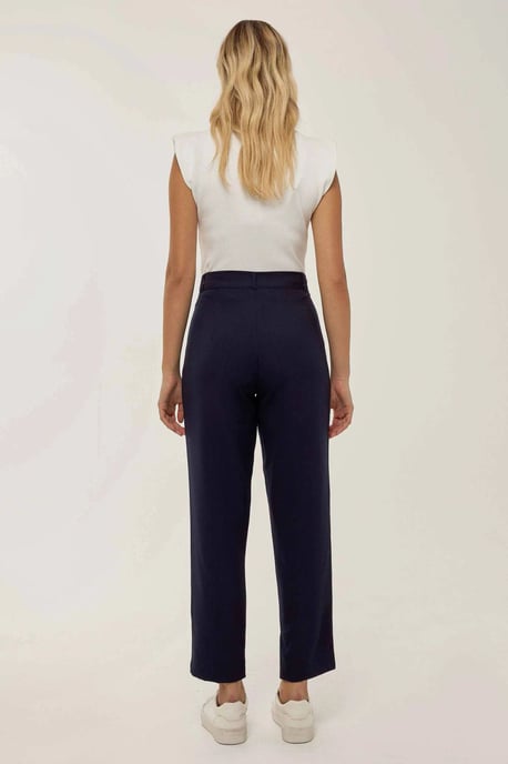 High Waist Pleated Pipe Leg Pants - Image 5