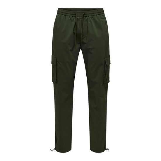 Only Cargo-byxor med dragsko i midjan för herrar (Olive) - Image 2