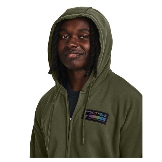 Under Armour Heren Project Rock Relaxed Fit Full Zip Hoodie (Groen) - Image 4