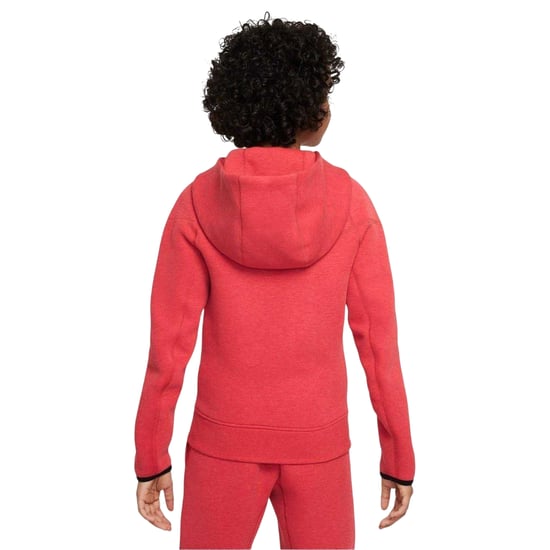 Nike Technische fleece-hoodie met doorlopende rits voor kinderen (Rood/zwart) - Image 2
