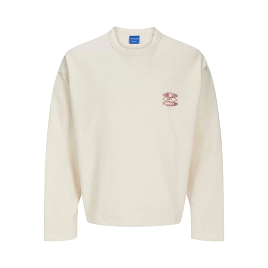 Jack And Jones Sweatshirt med droppärm, boxy, grafiskt tryck, för herrar (Ecru) - Image 2