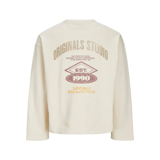 Jack And Jones Sweatshirt med droppärm, boxy, grafiskt tryck, för herrar (Ecru) - Image 3