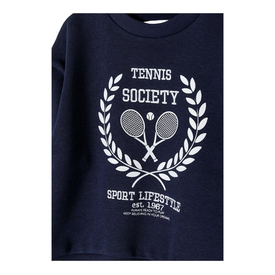 Minoti Meisjes Bedrukt Fleece Sweatshirt met Crew Hals (Donkerblauw) - Image 4