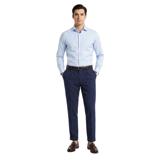 Boss Heren Genius-chino met plooien (Blauw) - Image 1