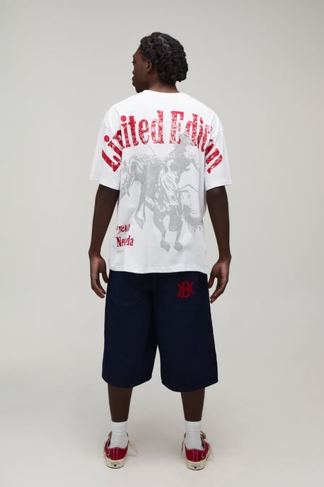 White Oversized Western Over The Seams Print T-Shirt - Image 2