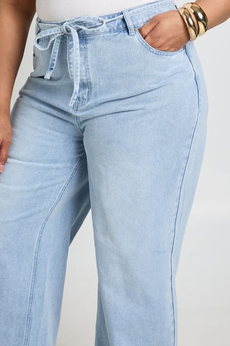 Plus Tie Waist Wide Leg Jean - Image 4