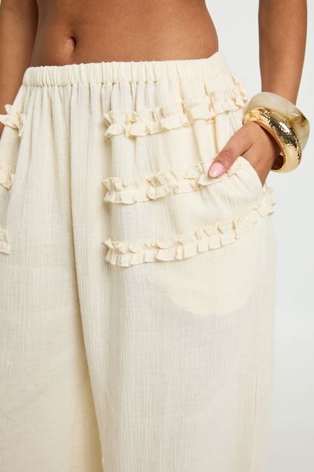Cheesecloth Frill Detail Wide Leg Trouser - Image 4