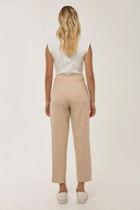 Nude Fitted High Waisted Trousers - Image 4