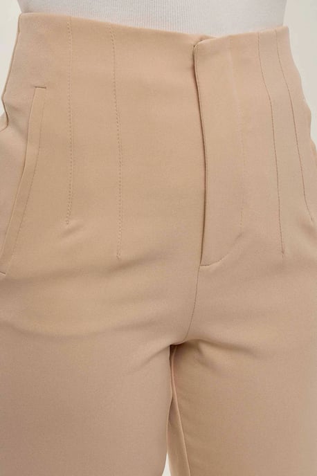 Nude Fitted High Waisted Trousers - Image 5