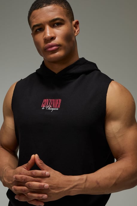 Man Active Boxing Sleeveless Hoodie - Image 3