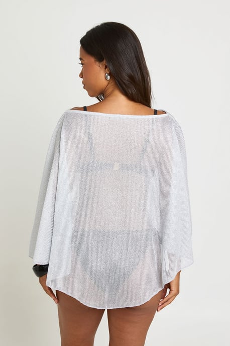 Metallic Knit Beach Poncho - Image 2
