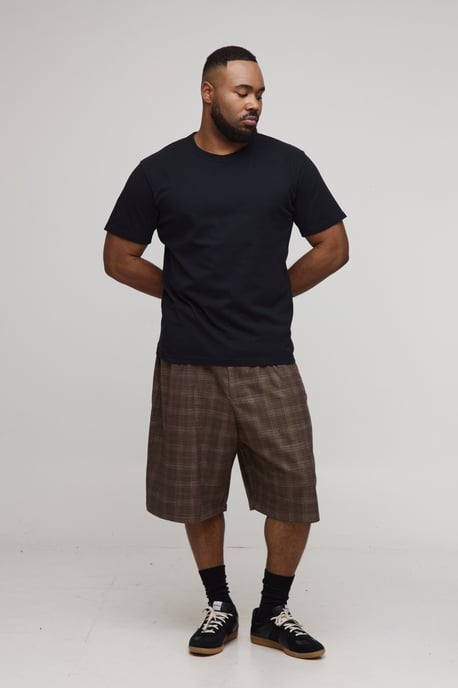 Plus Check Pleat Front Wide Longline Leg Jorts - Image 4