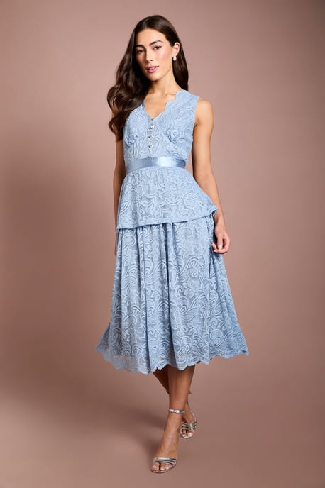 Peplum Detail Lace Dress - Image 1