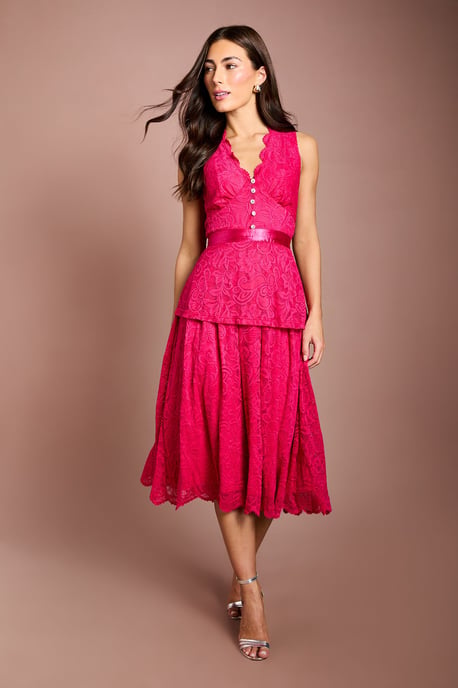 Peplum Detail Lace Dress - Image 1