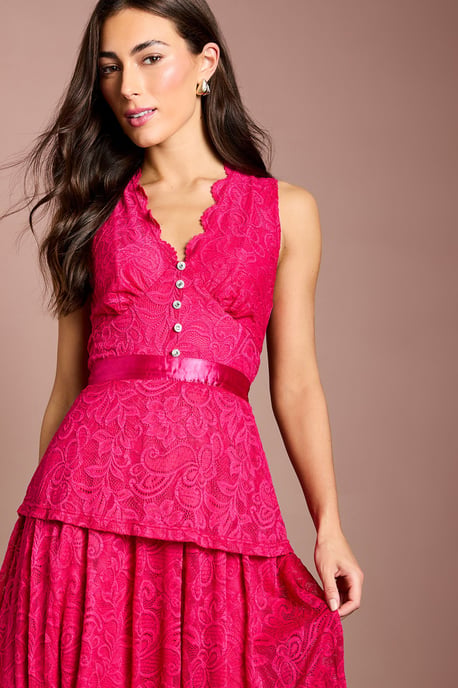 Peplum Detail Lace Dress - Image 2