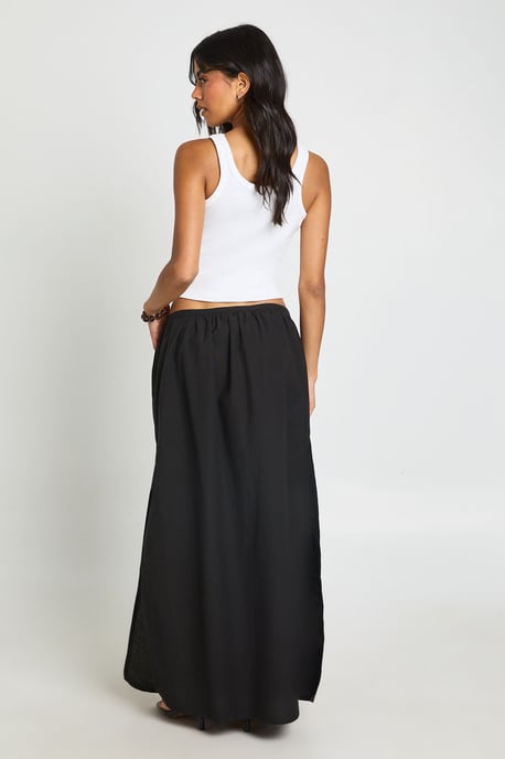 Linen Drawstring Maxi Skirt - Image 2