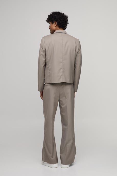 Contrast Piping Flared Tailored Suit Trousers - Image 3