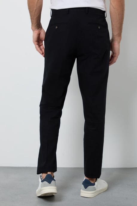Black Linen Slim Fit Suit Trousers - Image 3