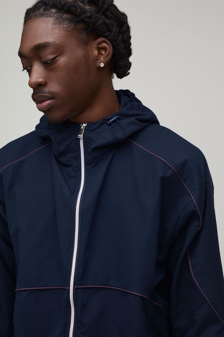 Funnel Neck Piping Wind Breaker & Baggy Short Set - Image 3