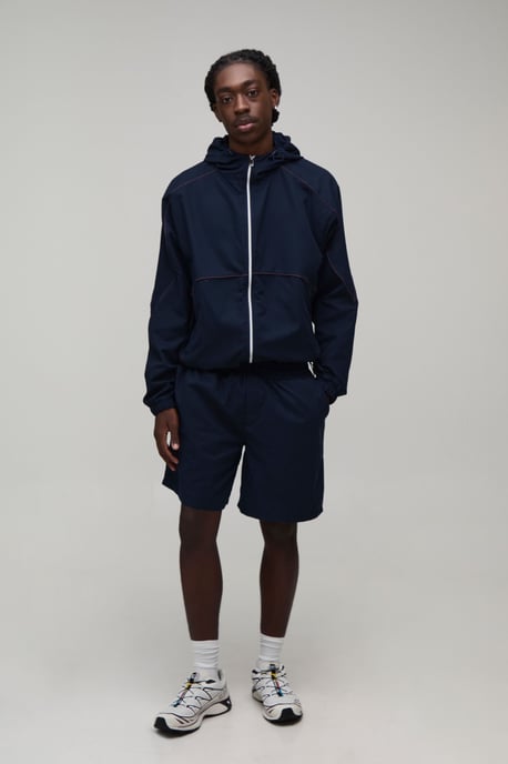 Funnel Neck Piping Wind Breaker & Baggy Short Set - Image 4