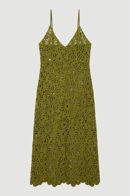 Floral Crochet Woven Beach Maxi Dress - Image 2