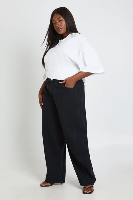 Plus Mid Waist Twisted Seam Barrel Leg Jean - Image 3