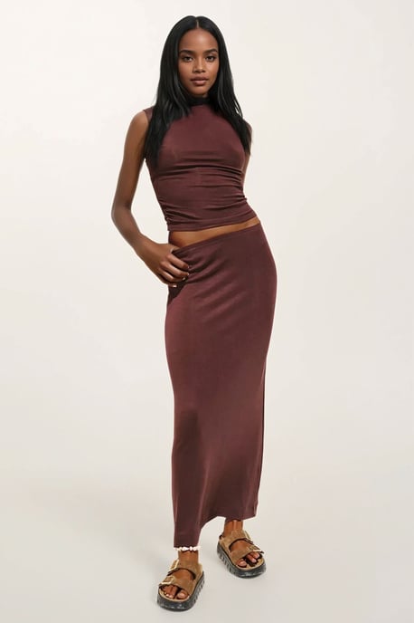 Slim Fit Halterkrage Stickad Top - Image 2