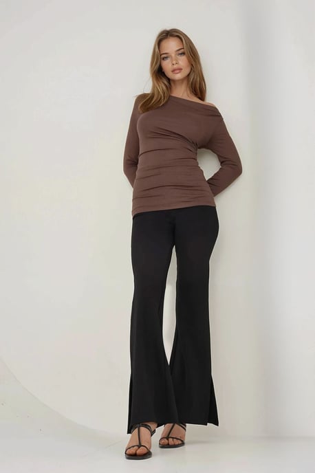 Asymmetrisk Krage Långärmad Slim Fit Topp - Image 2