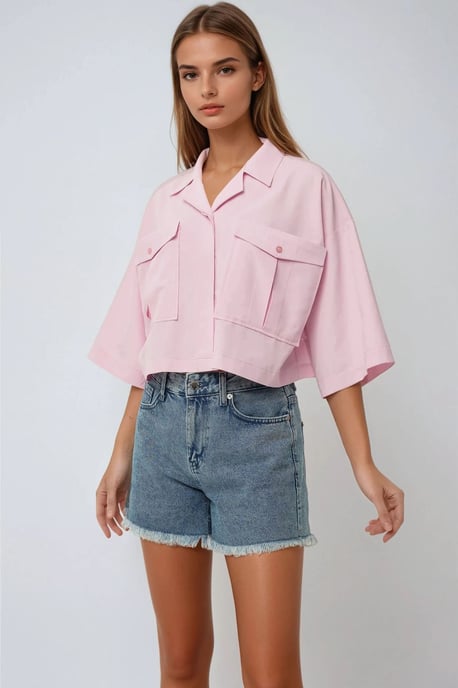 Crop Shirt met een Zakdetail - Image 2