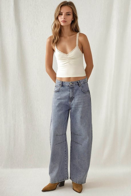 Mid Rise Barrel Jeans - Image 6