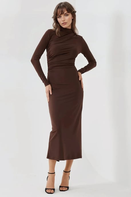 Bodycon Gedrapeerde Midi-jurk - Image 1
