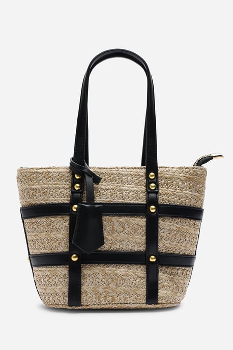Alaia Small Raffia Bag with Studd Detail and Cross Body Strap - Image 2