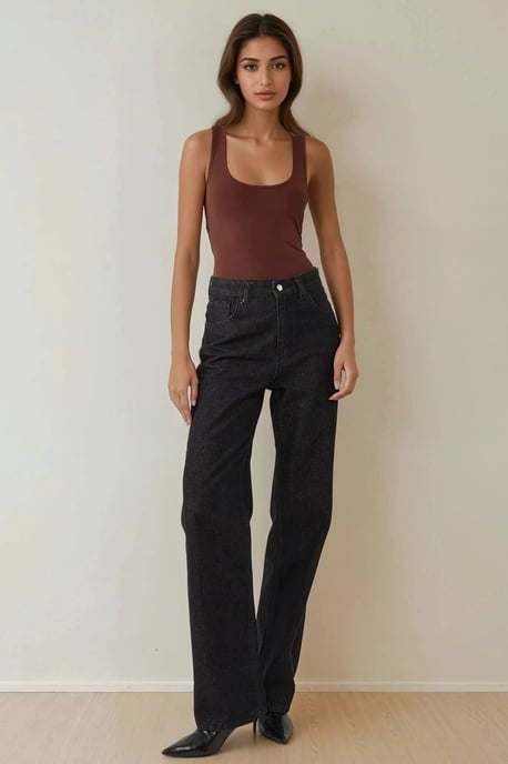 Scoop Neck Ärm-Lös Slim Knit Linne - Image 3