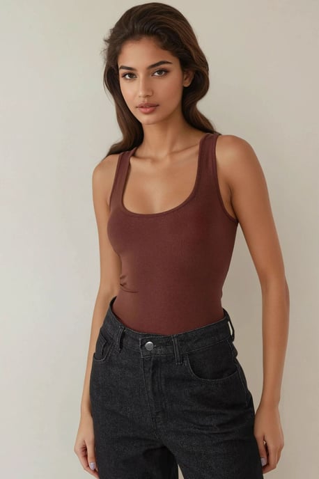 Scoop Neck Ärm-Lös Slim Knit Linne - Image 4