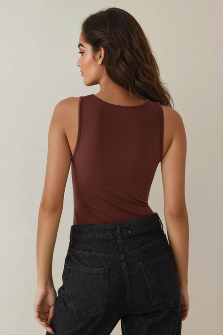 Scoop Neck Ärm-Lös Slim Knit Linne - Image 5