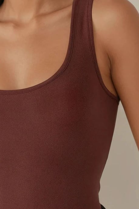 Scoop Neck Ärm-Lös Slim Knit Linne - Image 6