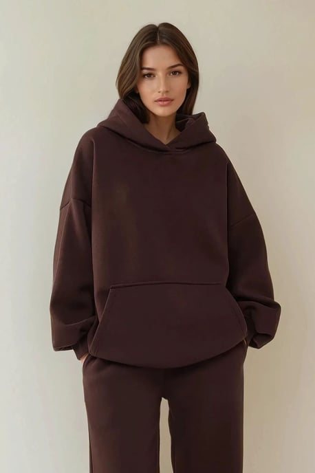 Lös passform hoodie oversized sweatshirt med känguruficka - Image 1