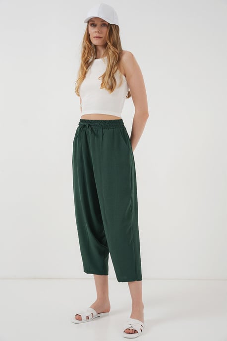 Textured Salwar Pants with Drawstring Waist - Image 3