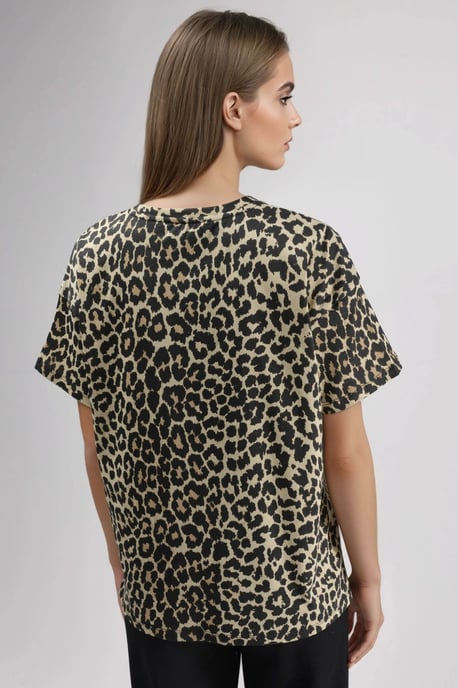 Överdimensionerad Leopardmönstrad T-shirt med Rundhals - Image 3