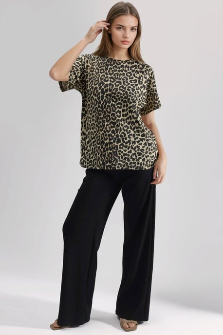 Överdimensionerad Leopardmönstrad T-shirt med Rundhals - Image 4