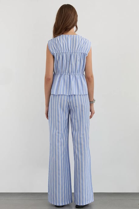 Brede Gestreepte Broek met Elastische Taille - Image 5