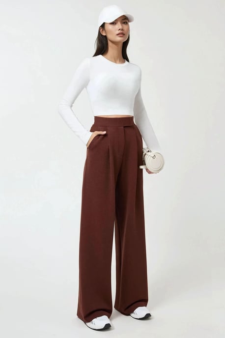 Hoge Taille Elastische Crepe Palazzo Broek - Image 4