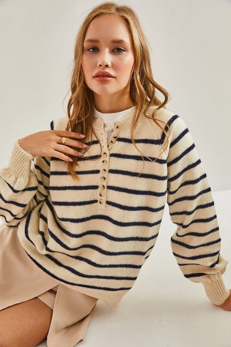 Knitted Sweater met Knopenkraag - Image 3