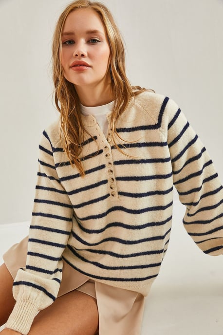 Knitted Sweater met Knopenkraag - Image 5
