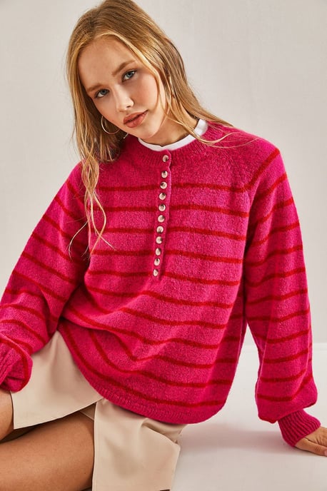 Knitted Sweater met Knopenkraag - Image 3