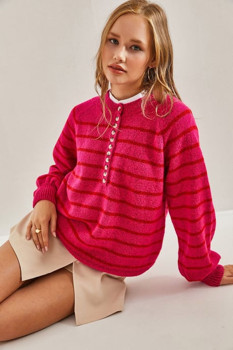 Knitted Sweater met Knopenkraag - Image 4