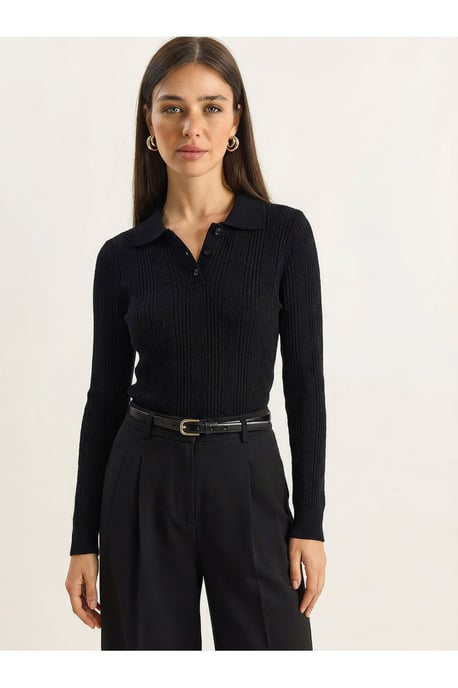 Getextureerde Polo Kraag Sweater - Image 3