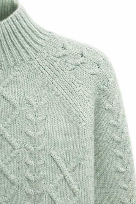 Argyle Pattern Ribbed Half Turtleneck Sweater - Image 2